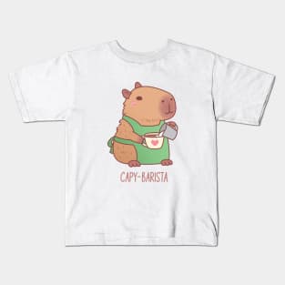 Cute Capybara Barista Making Coffee Kids T-Shirt